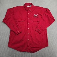Dale Earnhardt Jr Shirt Mens Large Red NASCAR Bud Button Down Convertible Sleeve