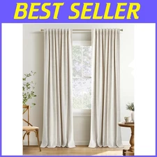 Thermal Insulated Rod Pocket Curtains - Cream, 84" 2 Panels