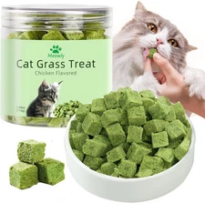 110g Cat Grass Treats for Cat, Cat Grass Cube, Natural Dried Cat Grass Teethi...