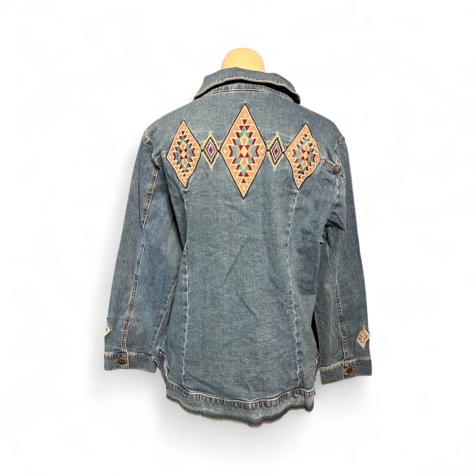 Chaqueta vaquera Koret Denim 16W talla grande bordada Boho Western retazos nueva con etiquetas Foto 2 de 4