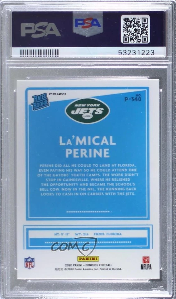 2020 Donruss Rated Optic Preview Pink Prizm La'Mical Perine PSA 10 Rookie RC - Image 2 of 2