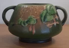 Roseville Pottery Fuchsia Green Handled Vase Planter Pot Rose Bowl #346-4 Signed