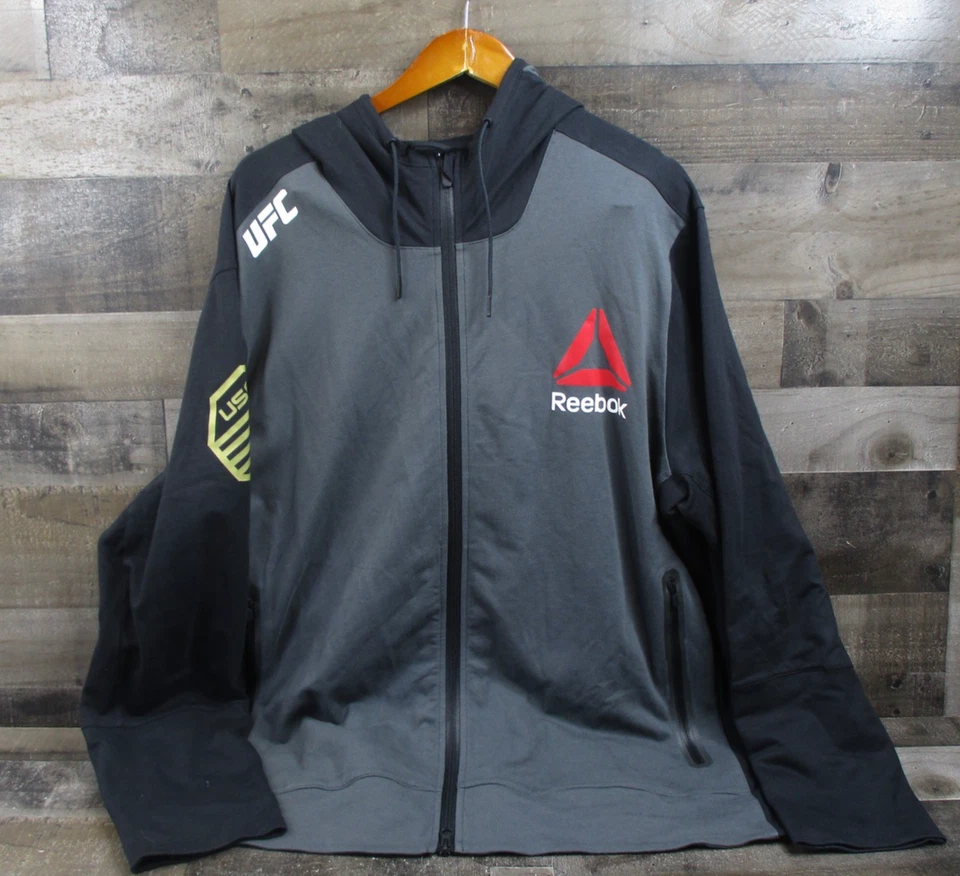 Chaqueta UFC Walkout para Hombres 2XL Negra Gris MMA Ultimate Fighting Reebok Miesha Tate Foto 2 de 4