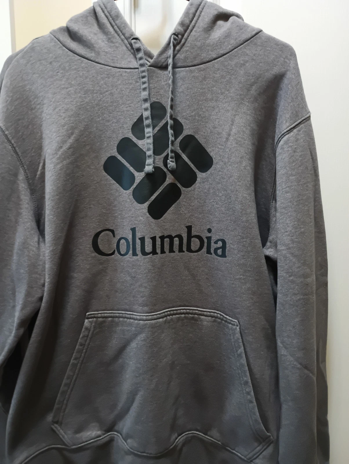 Columbia Logo Hoodie Long Sleeve Pullover Sweatshirt Gray Men’s Large