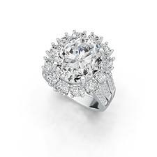 Sterling Silver Semi Mount Ring Setting Oval 14x12mm White Topaz or Moissanite