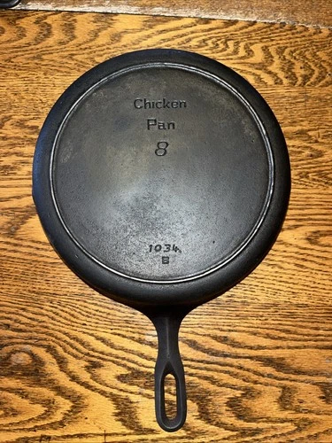 Griswold Cast Iron Chicken Pan #8 Iron Mountain – Fully Restored, Sits Flat