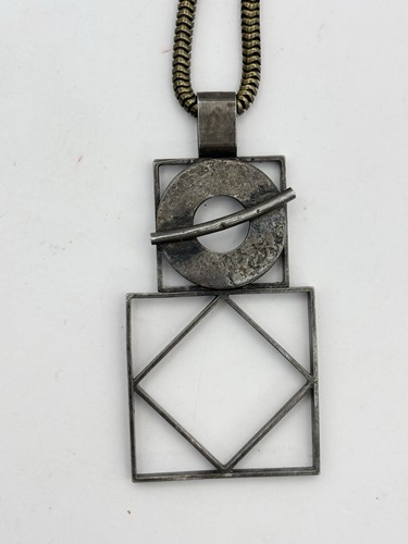 Majorie Baer Halskette Modernist Mixed Metal Abstrakt Geometrisch Messing Schlangenkette - Bild 3 von 7