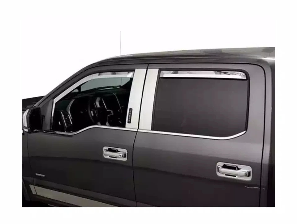 Putco Chrome Window Visors Fits Ford F150 2009-2014 Front Pair SuperCab Foto 2 de 4