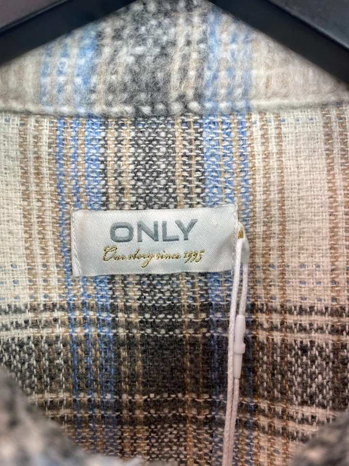 Only Multi Checked Jacket Casual Shacket Button Front Pocket Detail UK 12 NEW - Image 3 of 4