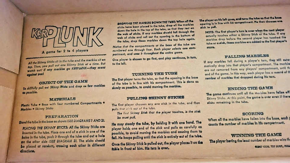 VINTAGE 1967 KERPLUNK GAME BY IDEAL TOYS With Cats Eye Marbles Complete 2415-8 - Image 4 of 4