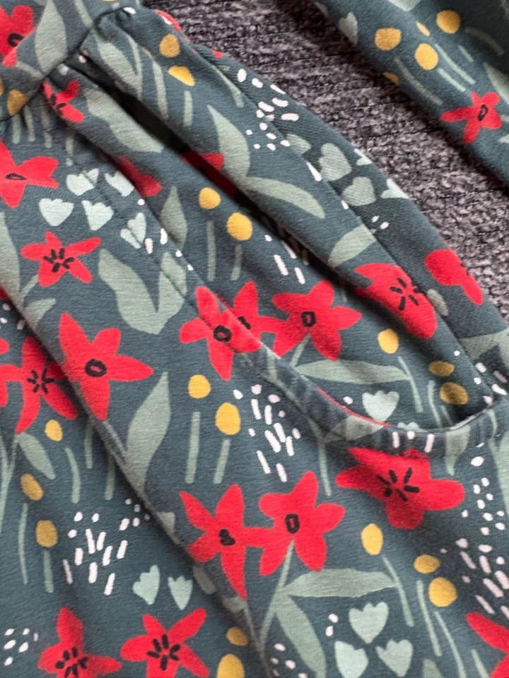 Hanna Andersson Girls 100 Cm Size 4 Floral Long Sleeve Dress Green & Red - Image 4 of 4