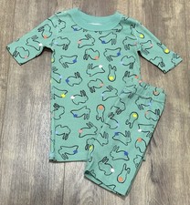 Hanna Andersson Green Cotton Tale Bunnies Shorts Pajama Set Kids Size 120 6-7