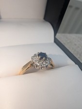 18carat Gold Sapphire and Diamond Size 54 Ring Hallmarked With White Gold Crown