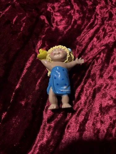 Vintage Cabbage Patch Figure 3 Inch Yellow Hair Blue Towel Rubber Duck