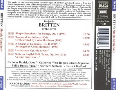 BRITTEN: SIMPLE SYMPHONY; TEMPORAL VARIATIONS; SUITE ON ENGLISH FOLK TUNES NEW C