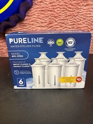 Pureline Brita Pitcher Water Filter Replacement Model #PL-3700 6 Pack NEW Sealed