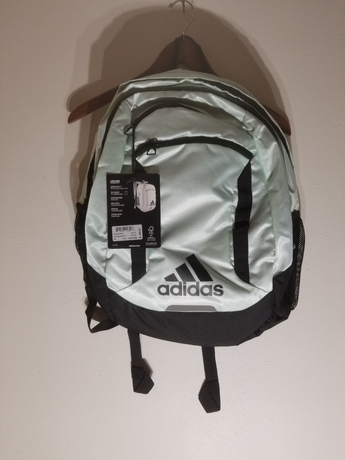 Adidas Rival Laptop Backpack Load Spring Straps Dash Green/Black New