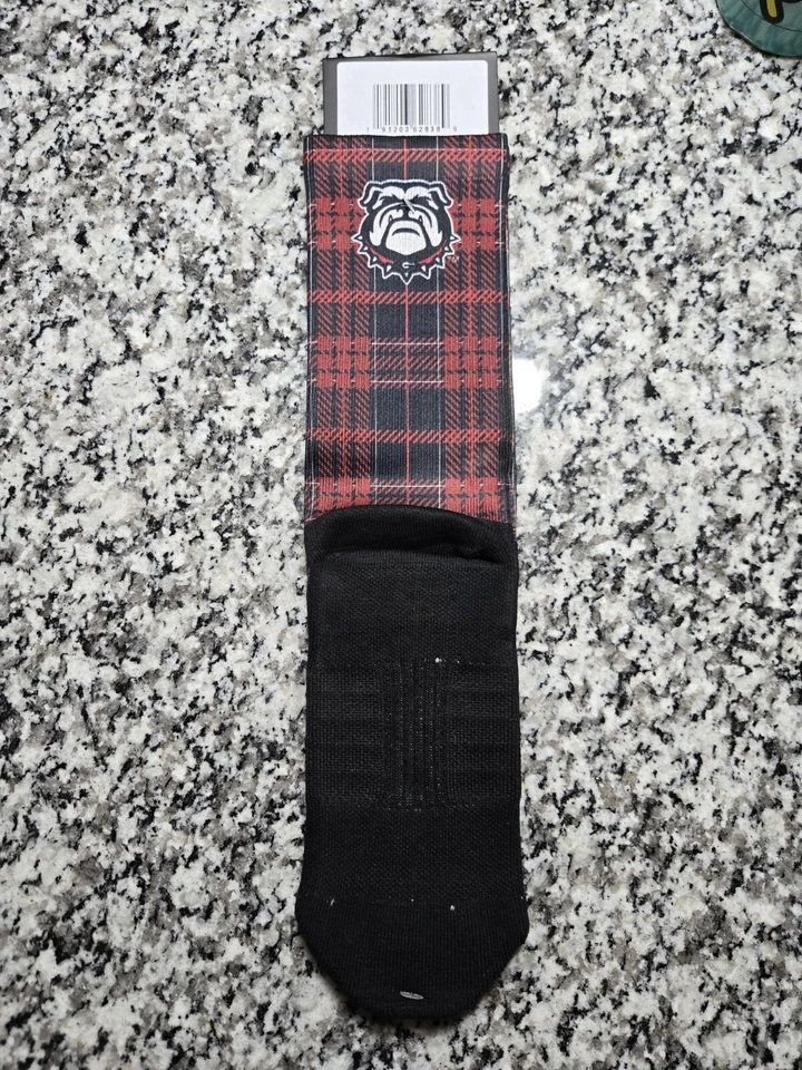 Georgia Bulldogs Plaid Dress Socks University Strideline Licensed NCAA Wear - Image 4 of 4