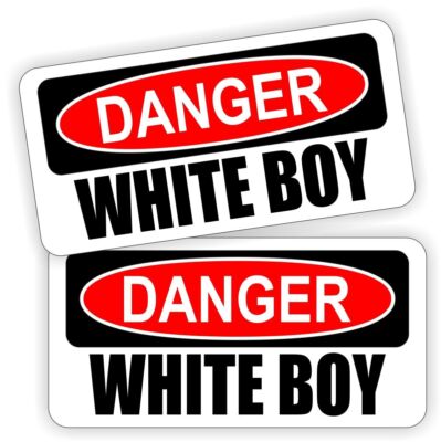 Danger WHITE BOY Funny Hard Hat Sticker Decal