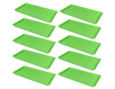 SUNPACK 10”x20” Heavy Duty Shallow Plastic Seeding Tray, Green, 1" (Pack of 10)