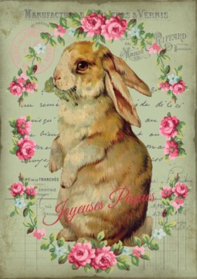 BÜGELBILD-Vintage-Shabby-Nostalgie-Hase-Ostern-Easter-3220