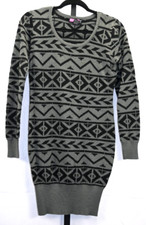 Say What Sweater Dress Gray & Black Size L Pullover Acrylic & Polyester