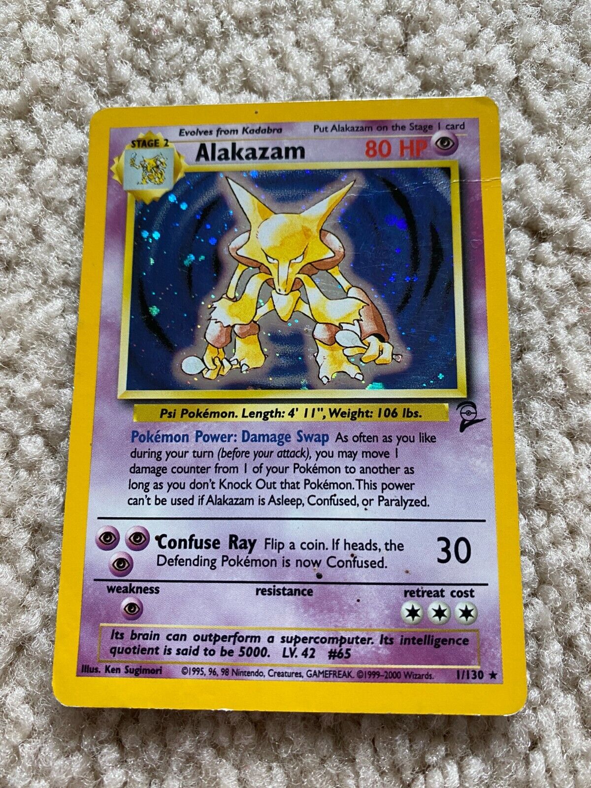 Mavin  Alakazam #65 - Base Set 2 rare holo 1/130 Near Mint Pokemon card  full evolution