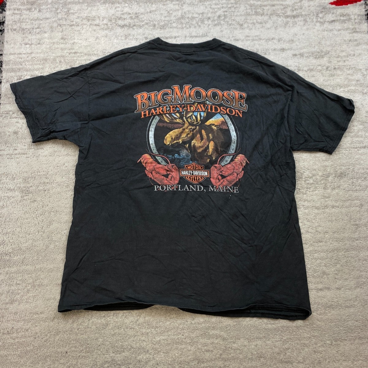 Harley Davidson Shirt 2XL XXL Black Big Moose Portland Maine Bike