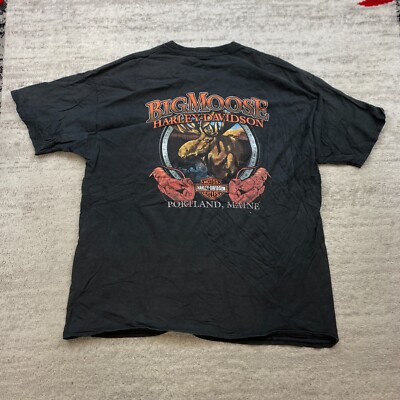 90s Harley-Davidson Big Moose Tシャツ USA製 Harley Davidson Shirt 2XL XXL Black Big Moose Portland Maine Bike