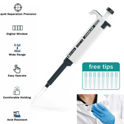 2022 Single Channel Pipette 0.1ul-1000ul Adjustable Lab Pipettor Volume Transfer