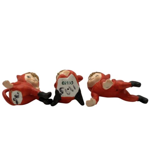 Lefton Little Red Devils Halloween Costumes Porcelain Figurines 02193 Set of 3 - Picture 7 of 9