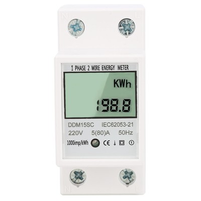 5-80A DDM15SC LCD Digital Display Single Phase Din Rail Energy Meter