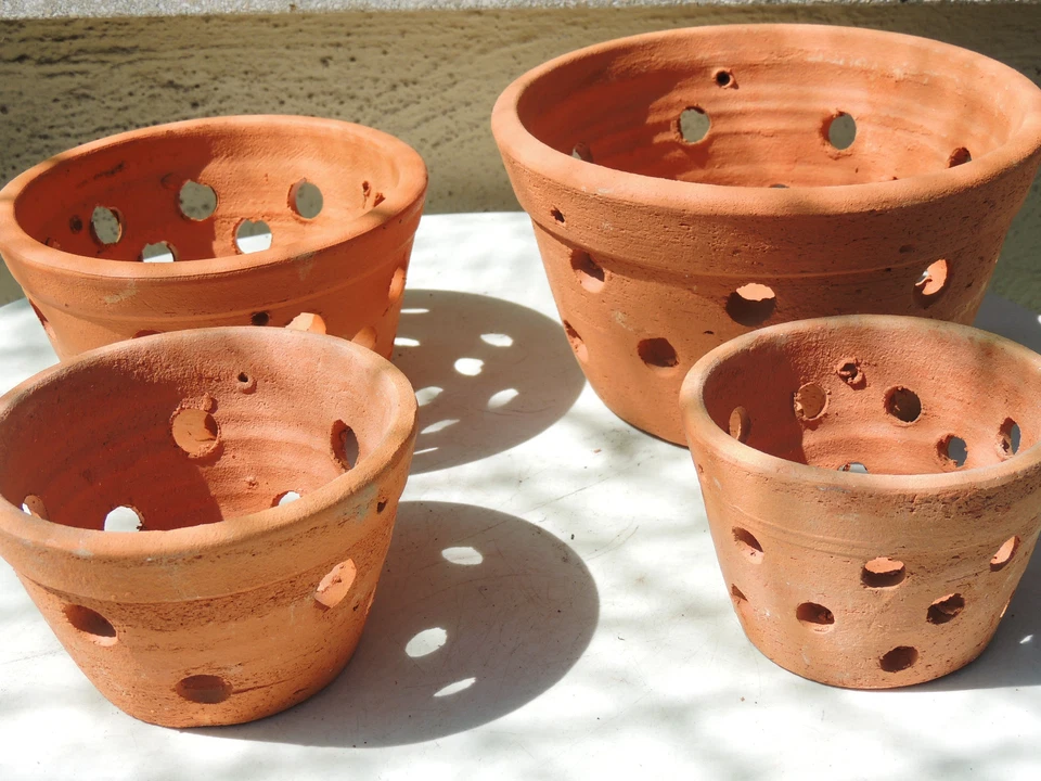Clay Pot for Orchids Handmade Perforated Pot 8, 10 12s, 15s, 20s to Choose From - Image 2 of 3