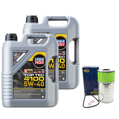 Motoröl Set Top Tec 4100 5W-40 10 Liter + Ölfilter für Daewoo Ssangyong 2.9 D