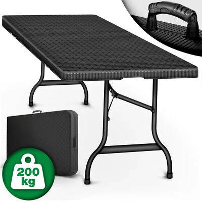 tillvex® folding table garden table rattan buffet table camping table foldable 180 cm