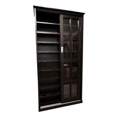 61.5'' High Espresso Double Bay Multimedia and Curio Cabinet for CDs and DVDs
