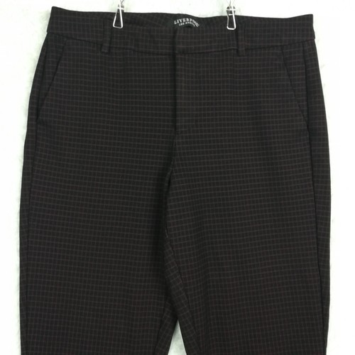 Liverpool Womens Pants Slim Leg Ankle Cranberry Black Check Mid Rise Stretch 10 - Picture 9 of 11