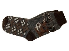 mens socks 12-13, 100 Sheep's Wool , Chunky Warm, print deer