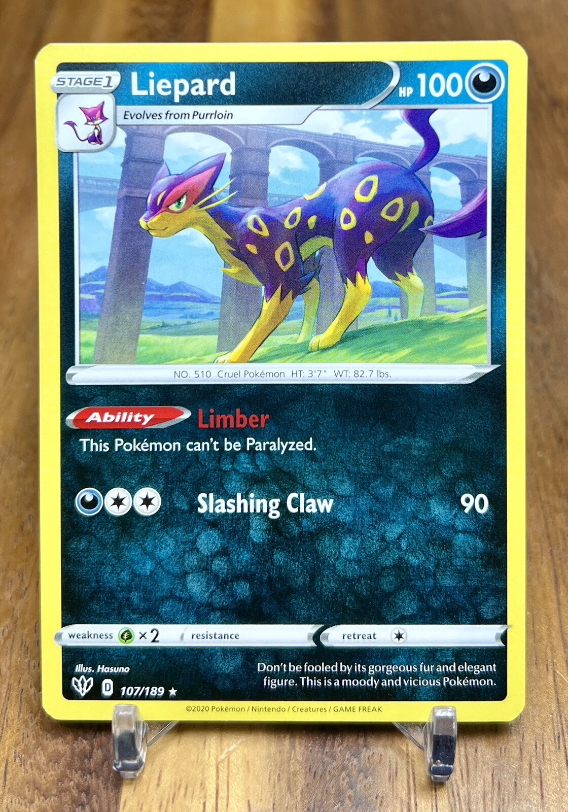 Liepard 107/189 Non Holo Darkness Ablaze Rare Pokemon Card NM