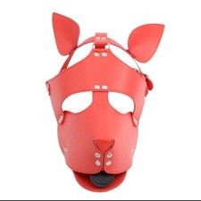 USA SELLER New Pup Play Pet Puppy Hood Red Role Play Dog Hood Cosplay Mask Head