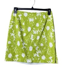 Talbots Vintage 90s Y2K Petites Cotton Skirt Green Size 8P Stretch Beachy