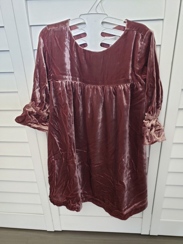 Gymboree Hello Fall Toddler Girl 3t Dress NWT Dark Mauve Velour Bell Sleeves