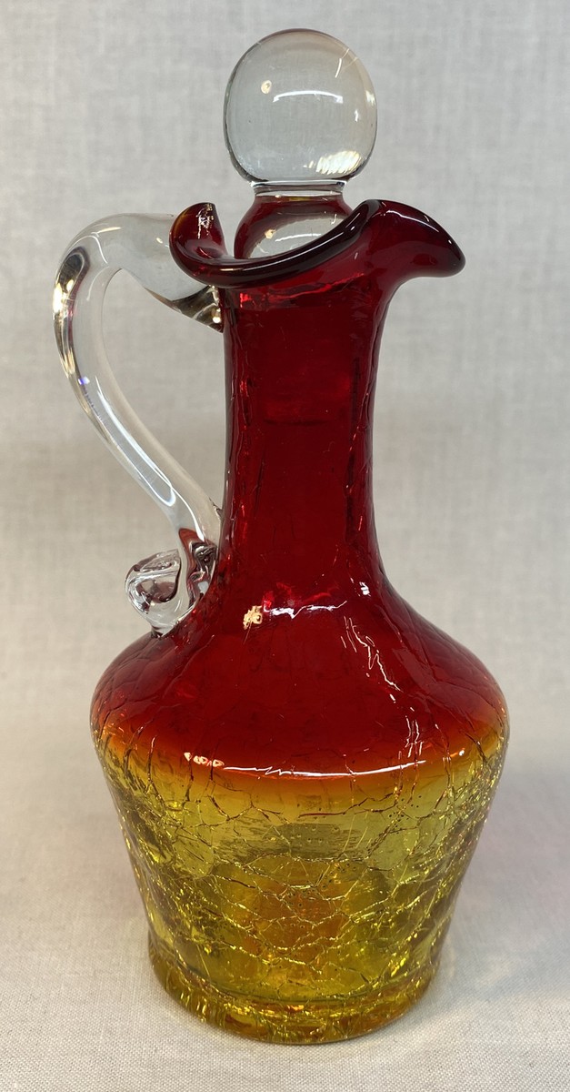 Kanawha Hand Crafted Glassware Amberina Crackle Glass Cruet | eBay