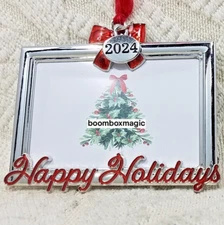 2024 CHRISTMAS TREE ORNAMENT PHOTO PICTURE FRAME-Scratches- HAPPY HOLIDAYS 2"x3"