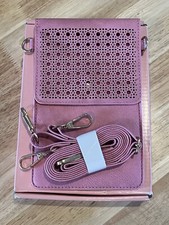 Leather Crossbody Wallet Bag w/ Touch Screen Cell Phone Sleeve