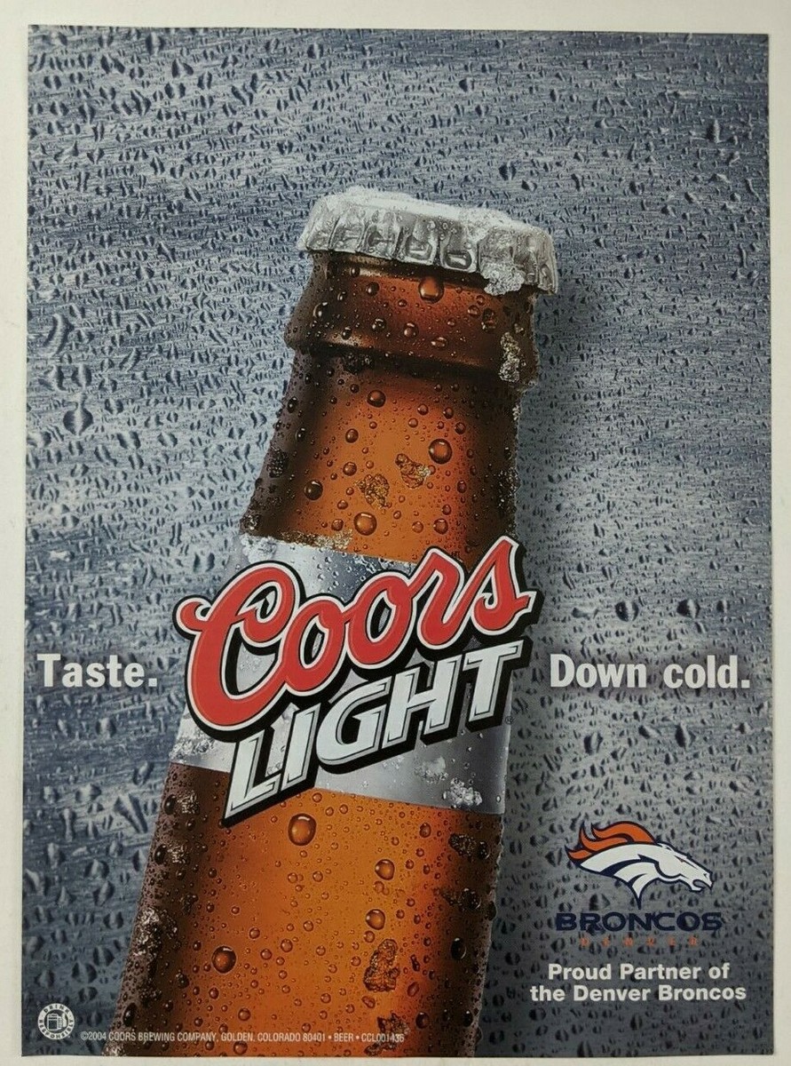 Coors Light Beer Denver Broncos Print Ad Poster Art PROMO Original