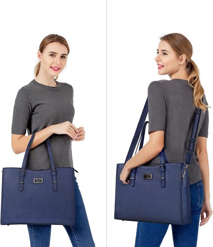15 16 inch Laptop Bag PU Leather Curved Tote Bag for Women Notebook Briefcase - Picture 19 of 19