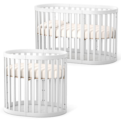 Veres Rom Ovales Babybett (90x70 cm), Erweiterungsset auf Bett (140x70)+Matratze