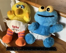 Vintage Luvs You Baby Cookie Monster and Baby Big Bird Plush  Hasbro Softies