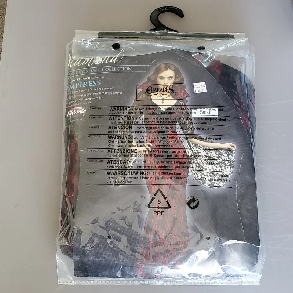 Diamond Fun World Vampiress Halloween party costume small lace vampire 124164 - Image 2 of 4